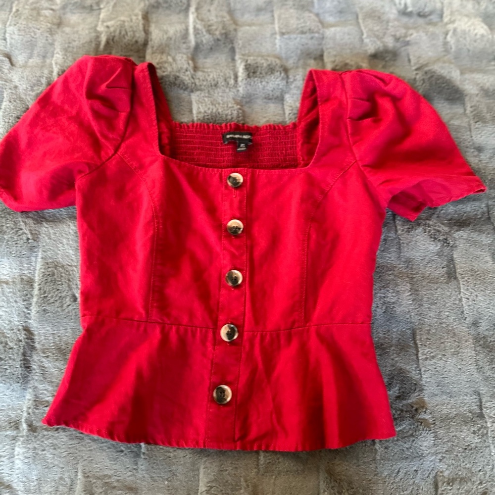 Banana Republic Red Peplum Square Neck top
